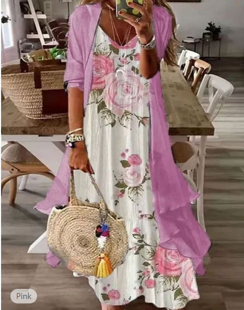 Holiday suspender long skirt Indian style swing skirt two-piece set m302893