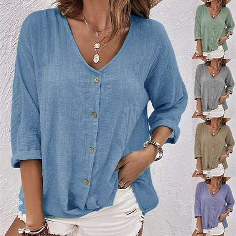 V-neck pullover short-sleeved loose-fitting women's shirt casual women's top m301298