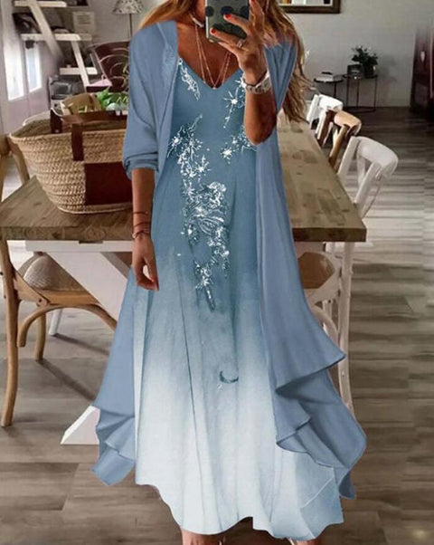Holiday suspender long skirt Indian style swing skirt two-piece set m302893