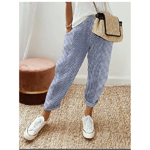New woven jacquard striped splicing design loose casual pants children m301248