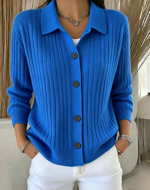 Polo neck sweater jacket women's autumn and winter outer design sense niche lazy knitted cardigan FF303361