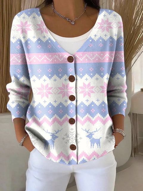 Button women's printed long-sleeved top m302156