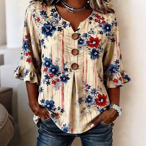 Digital printing sweet and cute T-shirt lace sleeve m302842