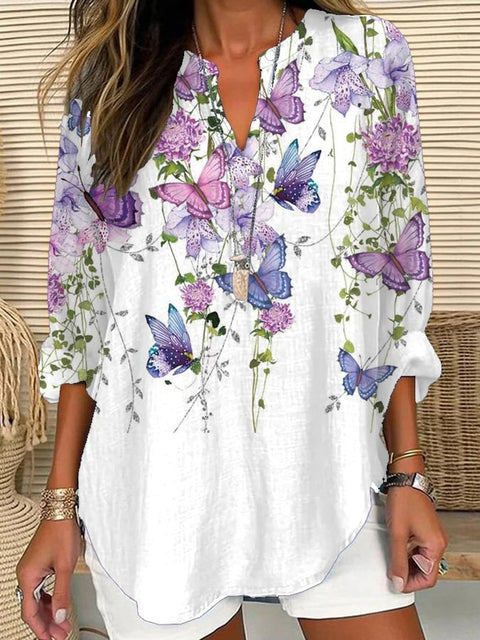 Floral 3D digital printing women's fashion crew neck loose shirt top m301357