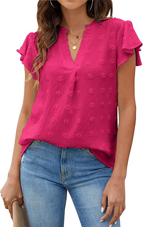 New V-neck pleated lotus leaf sleeves hairball top chiffon shirt m302693