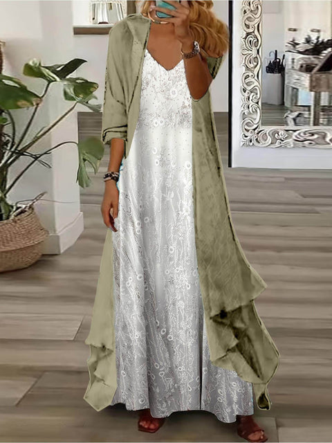 Holiday suspender long skirt Indian style swing skirt two-piece set m302893