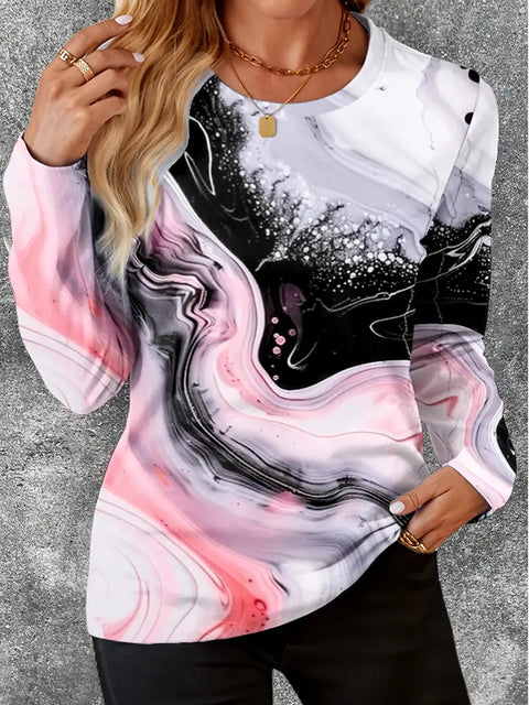 Fashion loose high-quality casual versatile colorful long-sleeved crew neck T-shirt m301757