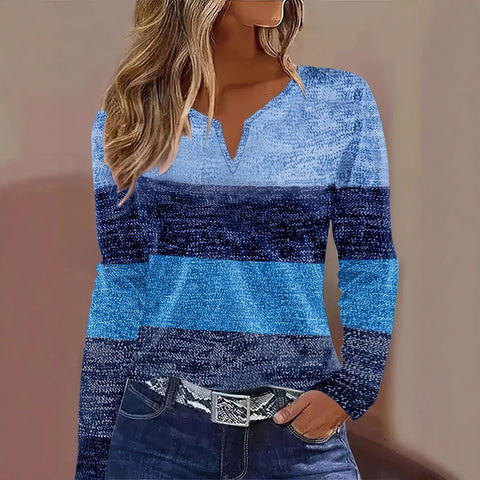 Fashion trend versatile high quality notch long sleeve V neck T-shirt m301614