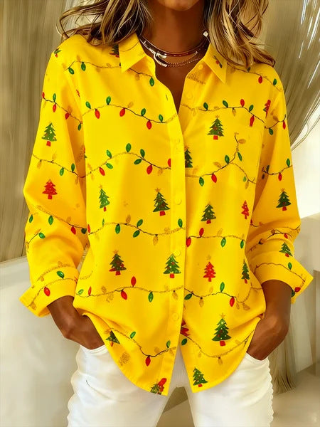 Retro Striped Creative Fashion Versatile Long Sleeve Women's Lapel Shirt m302197