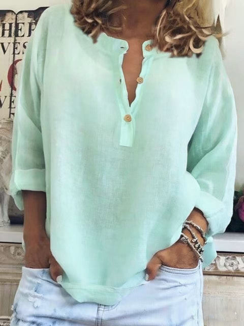 Long sleeve cotton and linen shirt m302917