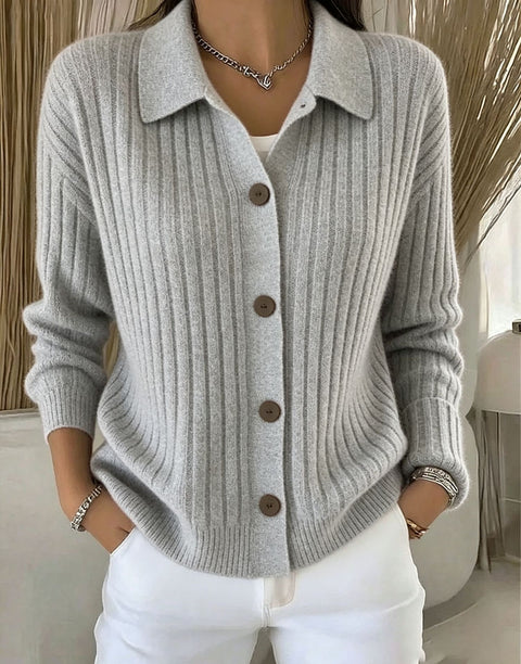 Polo neck sweater jacket women's autumn and winter outer design sense niche lazy knitted cardigan FF303361