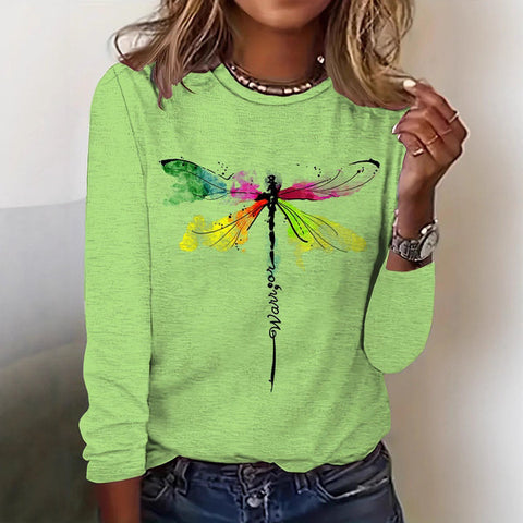 Crew neck temperament elegant style printing long-sleeved women's clothing m301661