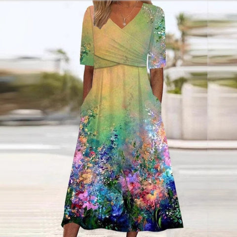 Summer v-neck pocket dress m302897