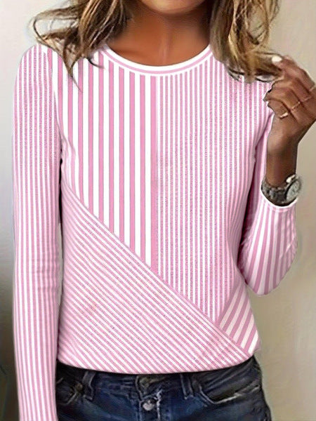 3D printed women's casual flower crew neck long-sleeved t-shirt top m301719