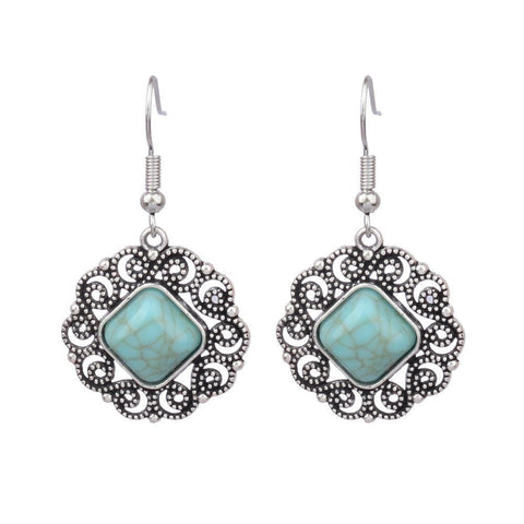 Beach holiday fashion alloy geometric earrings female acrylic turquoise fashion texture earrings m5010555