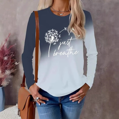 Fashion Casual Trend Printed Women's Long Sleeve Crew Neck Top m302292