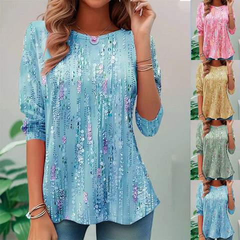 New floral ruffle hem bottoming shirt long-sleeved T-shirt m301618