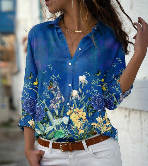 Long Sleeve Shirt 3D Sequin Gradient Print Loose Casual Top m302406