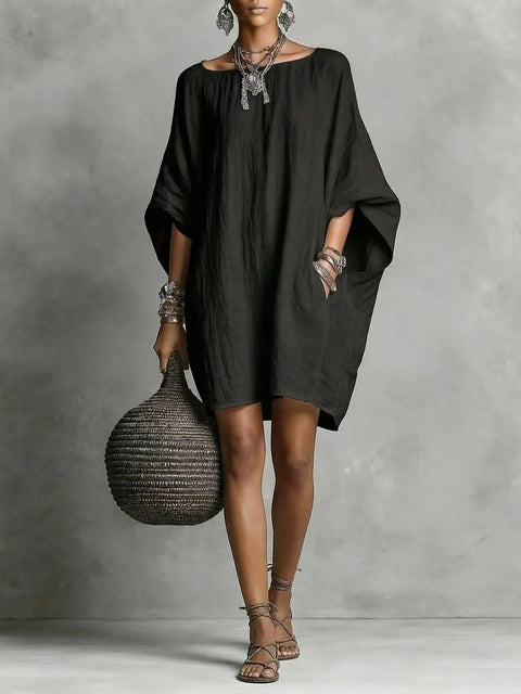 Casual fashion imitation cotton and linen batman loose dress m302951