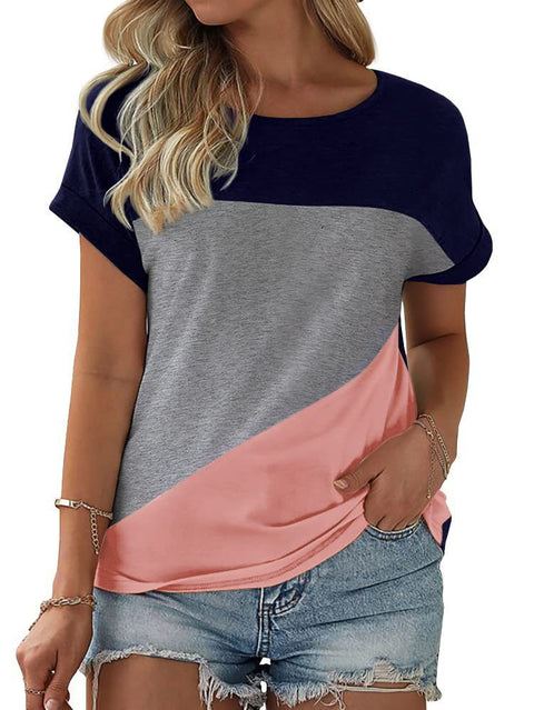 Color matching crew neck versatile casual women's top m302620