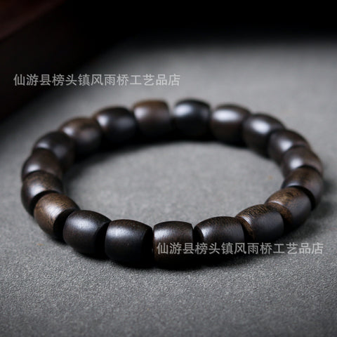 Agarwood Black Qinan High Oil Submerged High Quality Wooden Agarwood Bracelet 108 Buddha Beads Barrel Beads Hand Jewelry m3331277