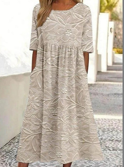 Up and down splicing pocket size printing large wide dress m302623-1