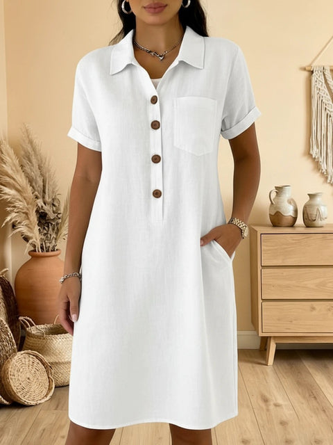 Summer new comfortable casual pocket cotton women's dress m302972