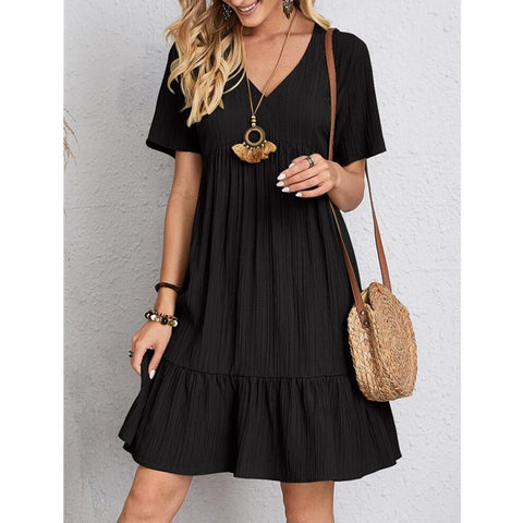 Summer loose casual short-sleeved waist elegant dress m300029