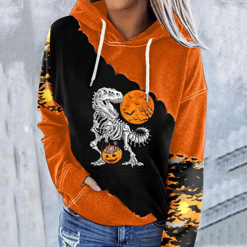 Casual Graphic Tops Long Sleeve Halloween Face Printed Hoodies M800009