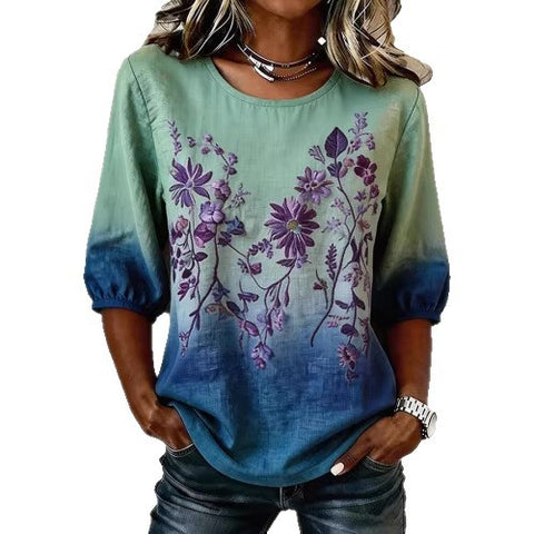 Crew neck T-shirt temperament medium sleeve m302955