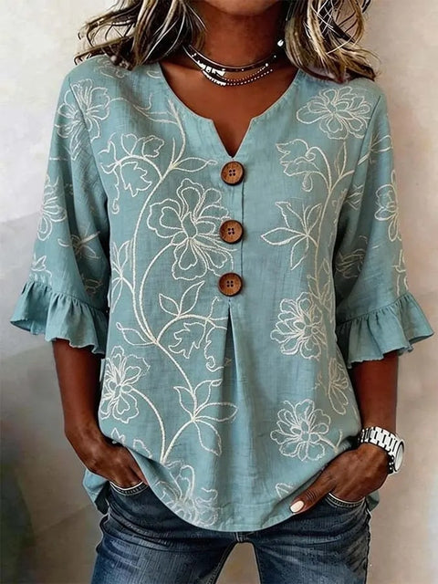3D digital printing floral pattern women's long-sleeved buckle cardigan top m302703