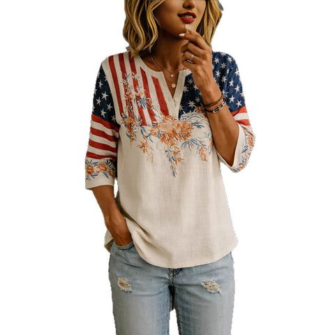 Seven-quarter-sleeved POLO shirt top bamboo hemp shirt m302848