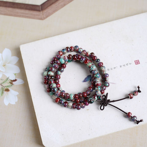 Play with three circles and stack 108 beads Jingdezhen ceramic bracelet ethnic style bracelet m3331303