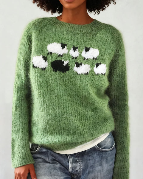 Knitted Women's Christmas Crew Neck Long Sleeve Pullover Women's m302124