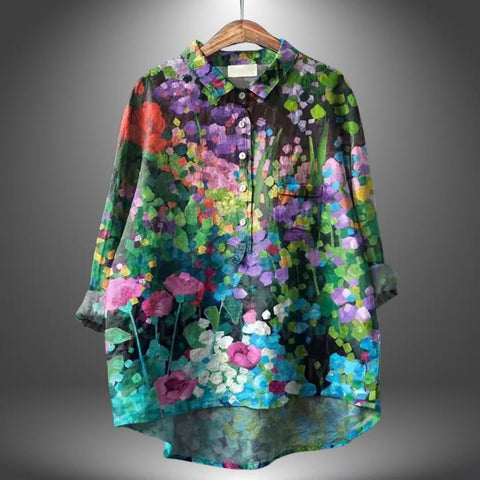 Loose printing round neck casual large size women's T-shirt m302702