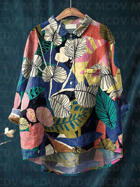 Loose printing round neck casual large size women's T-shirt m302702