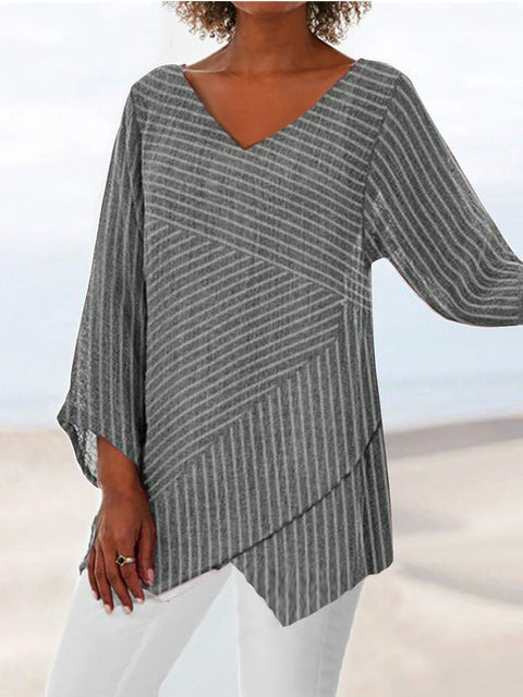 3D printing animal natural scenery V-neck nine-quarter sleeve loose T-shirt m301694