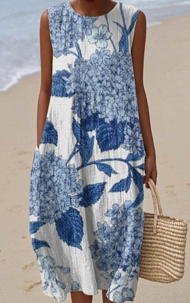 Sleeveless printed temperament long dress dress m301527