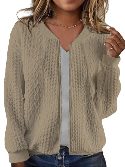 Zipper twist long-sleeved sweater jacket baseball women m300406