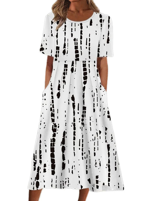 Women's Crew Neck Short Sleeve Long Dress Bohemian Dress m302895