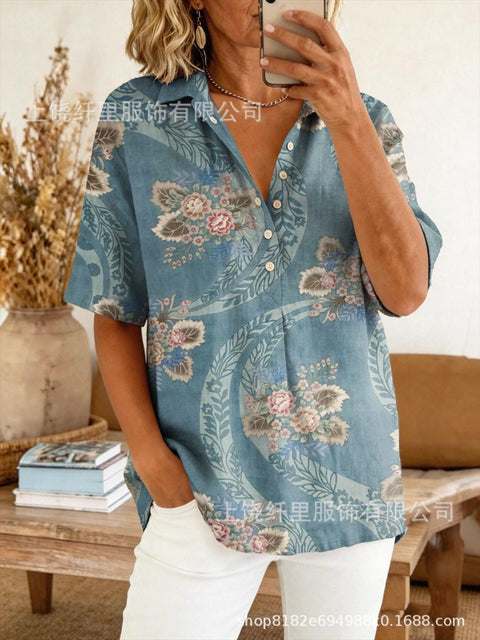 Summer shirt button-down collar pullover top m302960