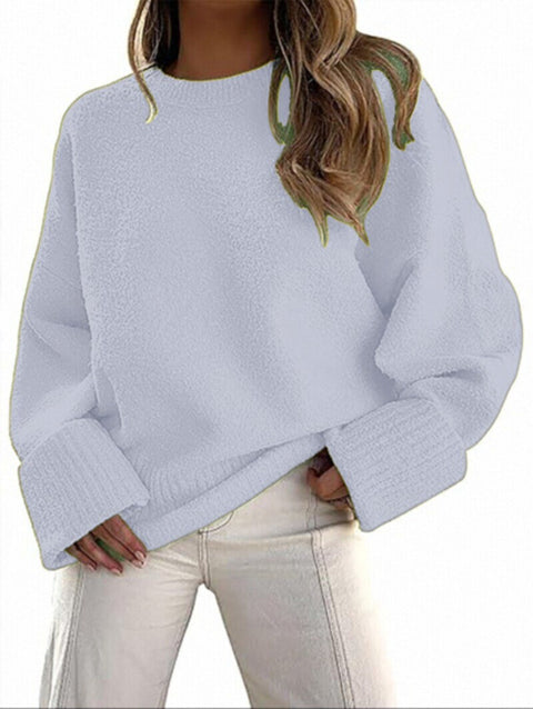 Women's sweater women's autumn and winter round neck pullover loose plush thick m301609