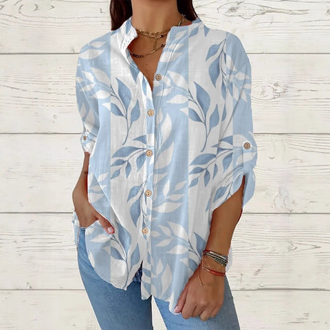Women's long-sleeved loose 3D digital printing button-down shirt m302466