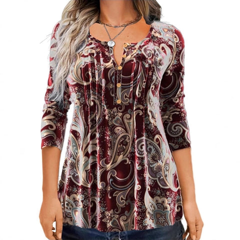 Spring new T-shirt still printed crew neck long-sleeved top women's m302284