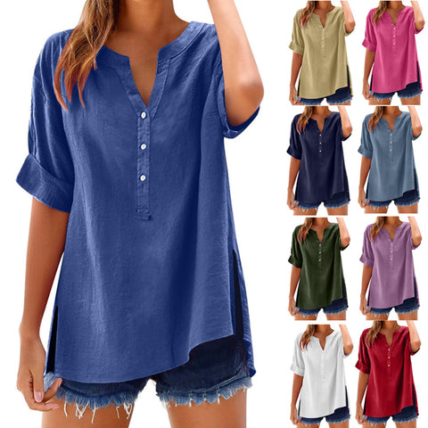 Linen top button shirt casual loose top m301356