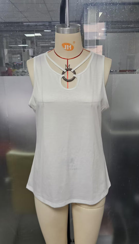 Women's creative shading pattern V-neck ring sleeveless vest women's m302497