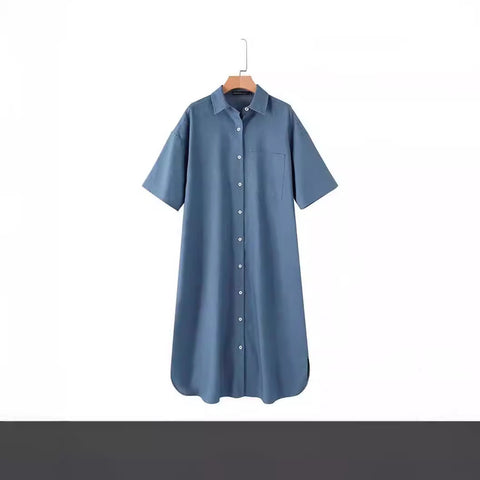 Denim long skirt Amazon new shirt collar denim casual skirt long skirt m301969