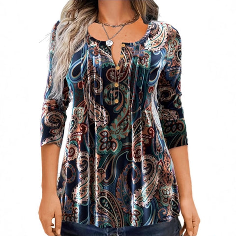 Spring new T-shirt still printed crew neck long-sleeved top women's m302284