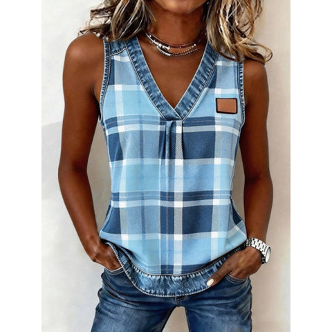 Casual plaid sleeveless vest small suspender m302807