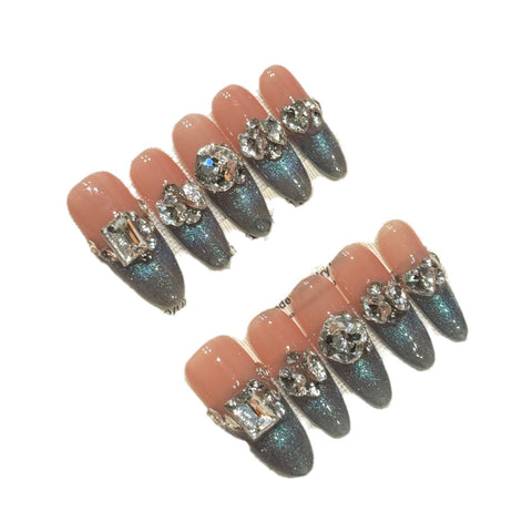 Taiwu [Azure Luxury] Pure handmade light therapy, wearing manicure almonds and cat eyes can remove nail pads m3331206